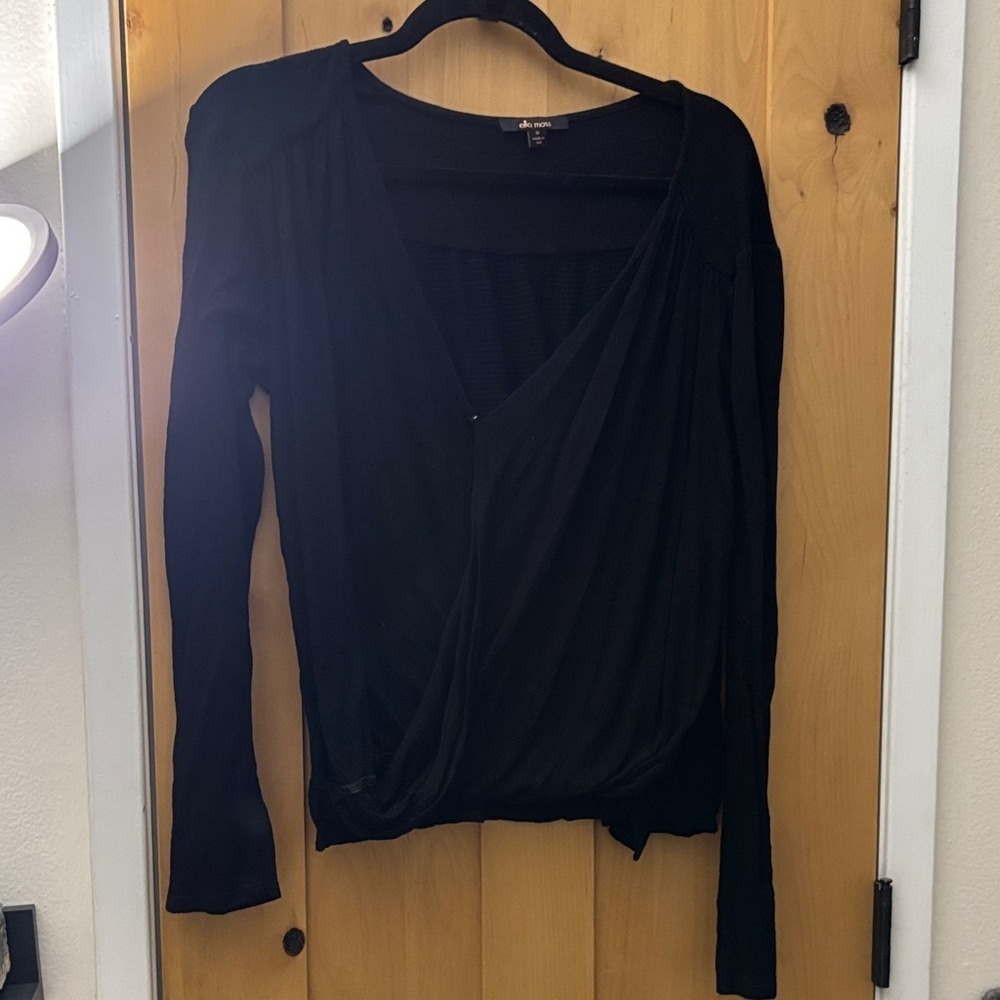 Ella Moss Black Wrap Blouse